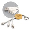 Promotional Round Bamboo Charge Cable Keyrings